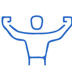 a blue outline of a person with arms raised