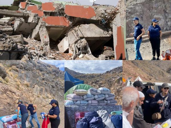 a collage of people in a destroyed building