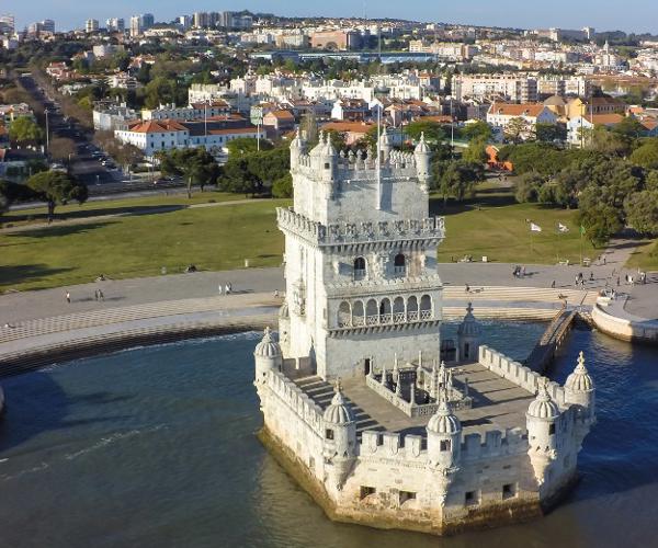 a castle in the water