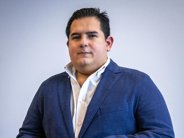 a person in a blue jacket