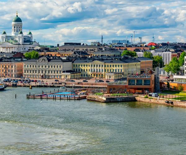 a city next to a body of water