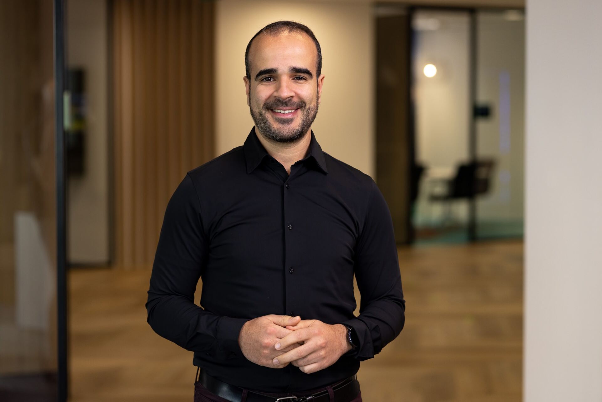a person in a black shirt