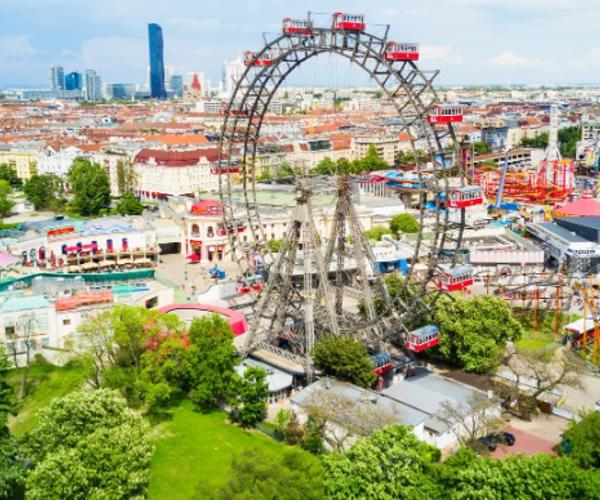 a ferris wheel in a city