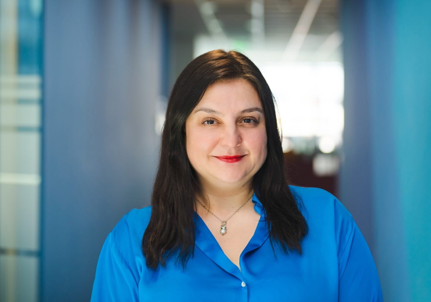 a person in a blue shirt