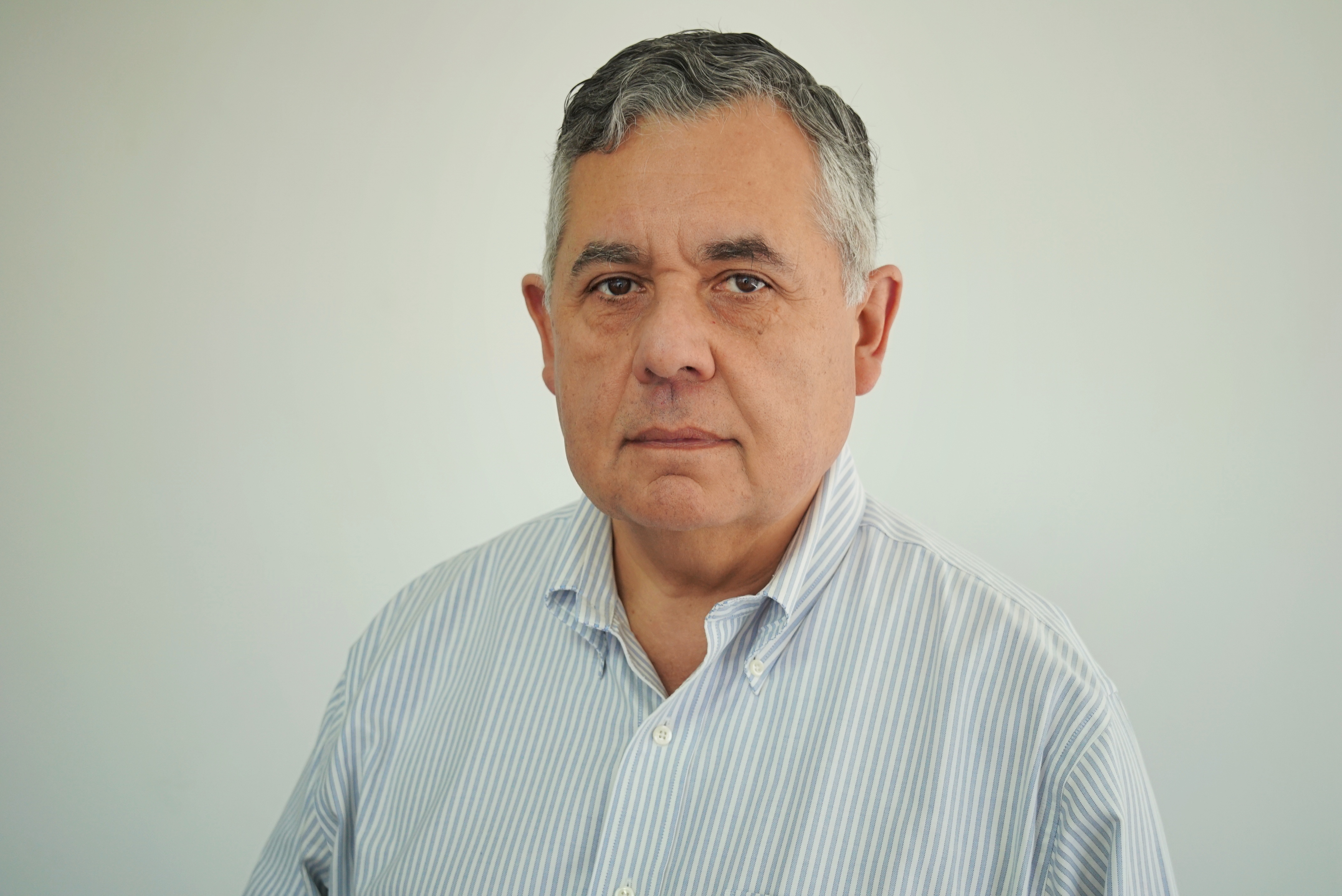 a person in a striped shirt