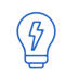 a blue light bulb with a lightning bolt inside
