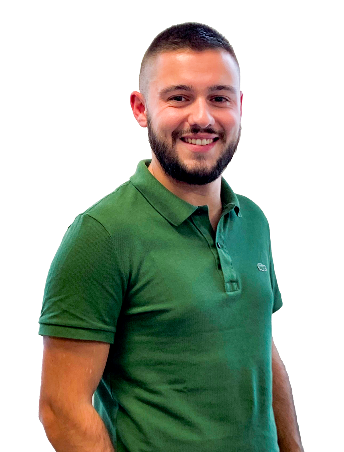 une personne en chemise verte