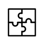 a black puzzle piece in a square