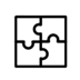 a black puzzle piece in a square