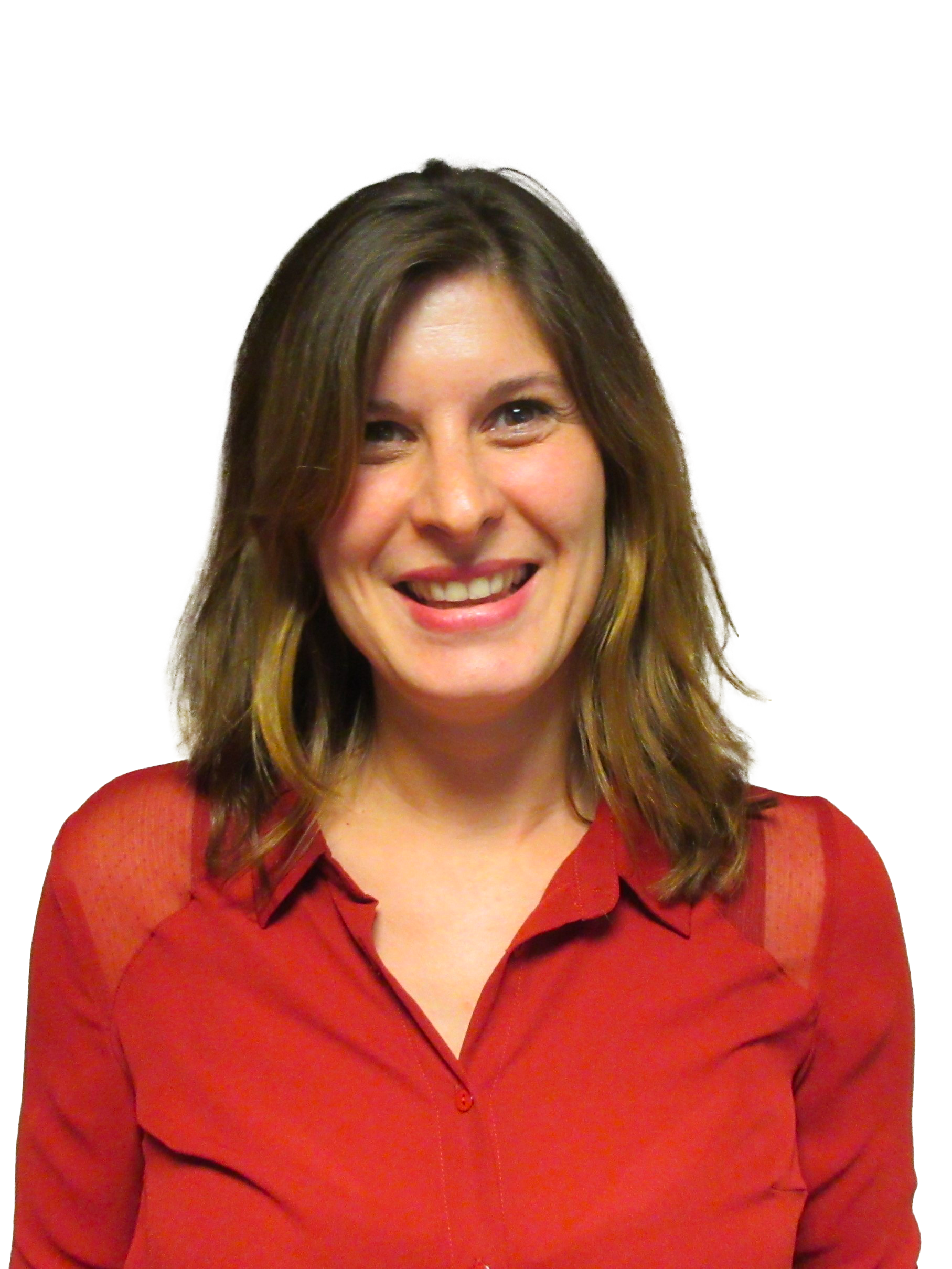 une personne en chemise rouge